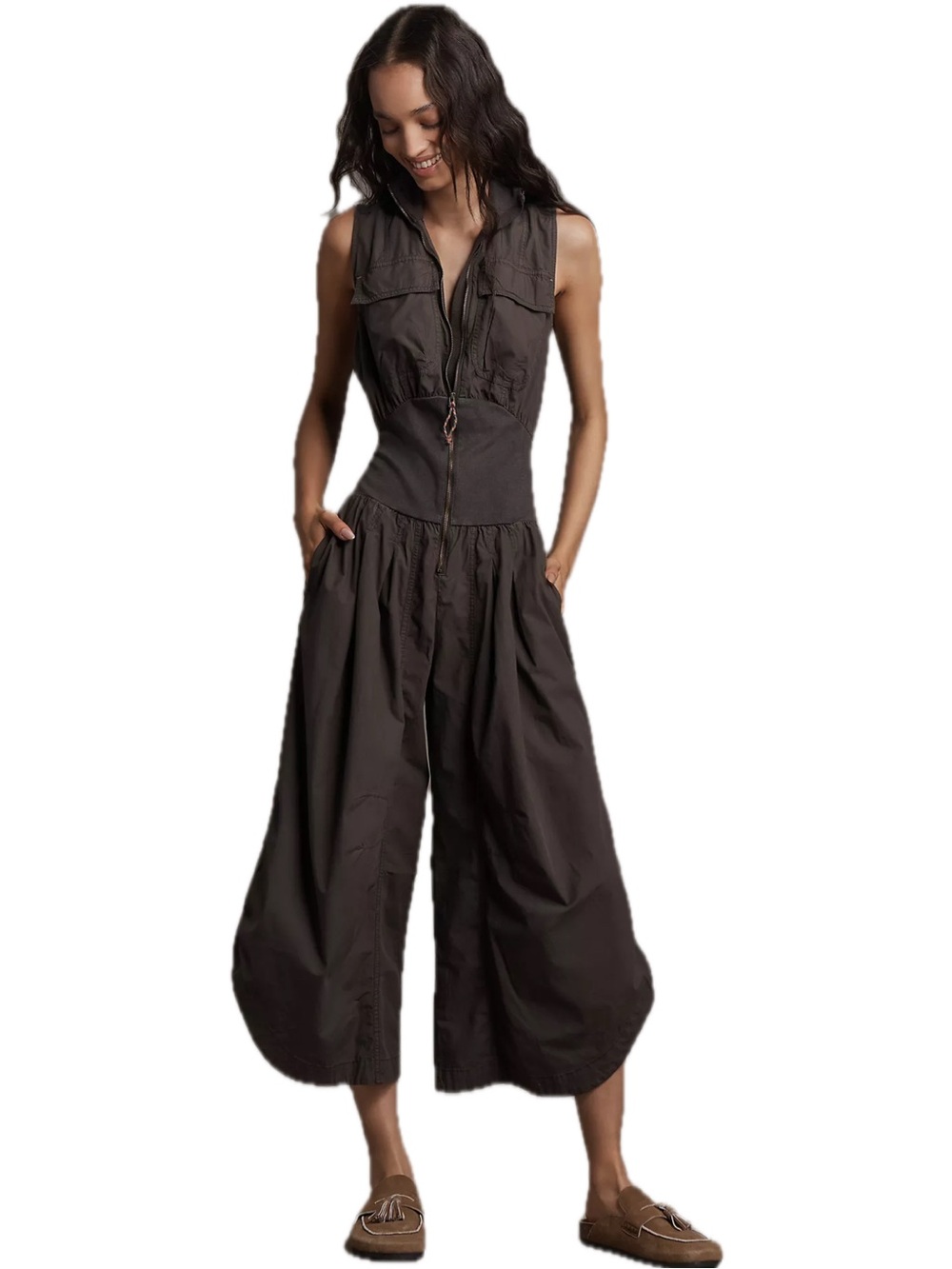 Anthropologie Mixed Media Vest Jumpsuit